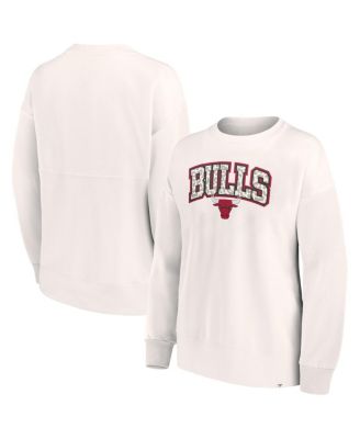 Women's White Chicago Bulls Tonal Leopard Pullover Sweatshirt