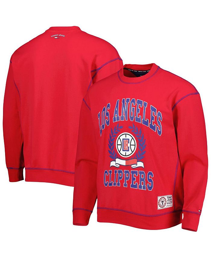 Tommy Jeans Men's Red LA Clippers Peter French Terry Pullover Crew ...
