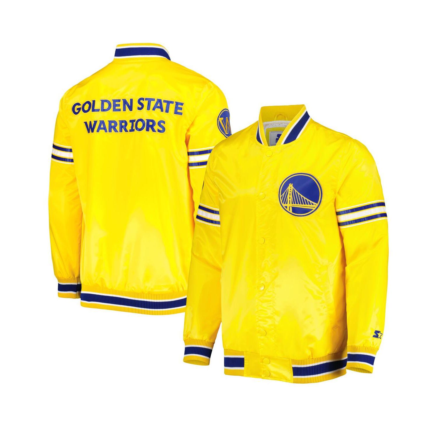 Men's Gold Golden State Warriors Slider Satin Full-Snap Varsity Jacket