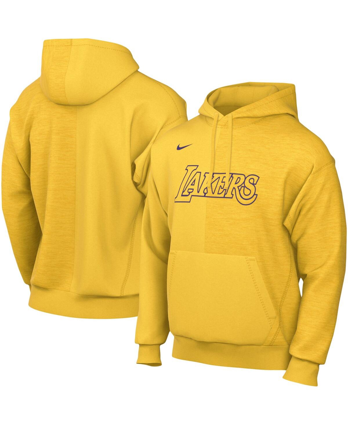 Shop Nike Men's  Gold Los Angeles Lakers Courtside Versus Stitch Split Pullover Hoodie