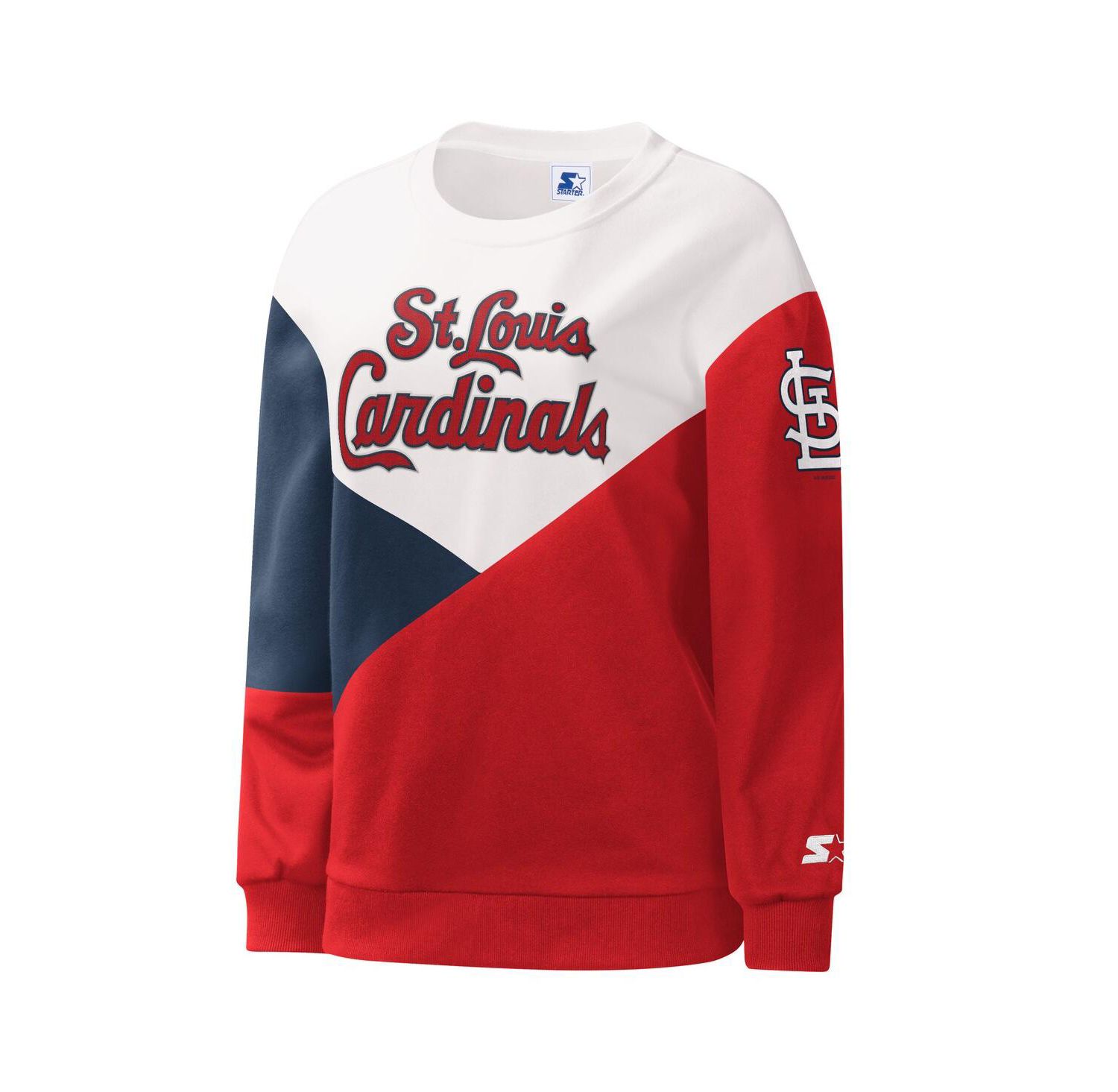 Women's White, Red St. Louis Cardinals Shutout Pullover Sweatshirt