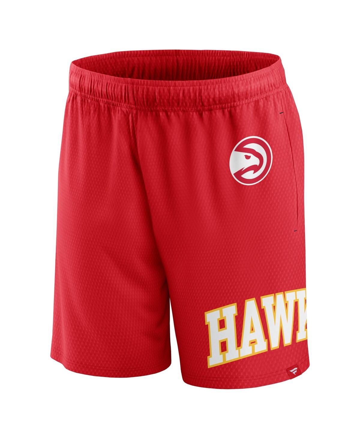 Shop Fanatics Men's  Red Atlanta Hawks Free Throw Mesh Shorts