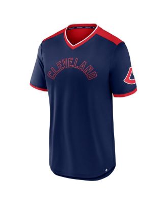 Men's Navy, Red Cleveland Indians Cooperstown Collection True Classics Walk-Off V-Neck T-shirt