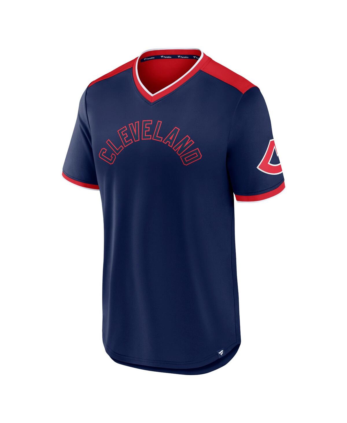 Fanatics Men's  Navy, Red Cleveland Indians Cooperstown Collection True Classics Walk-off V-neck T-sh In Navy,red