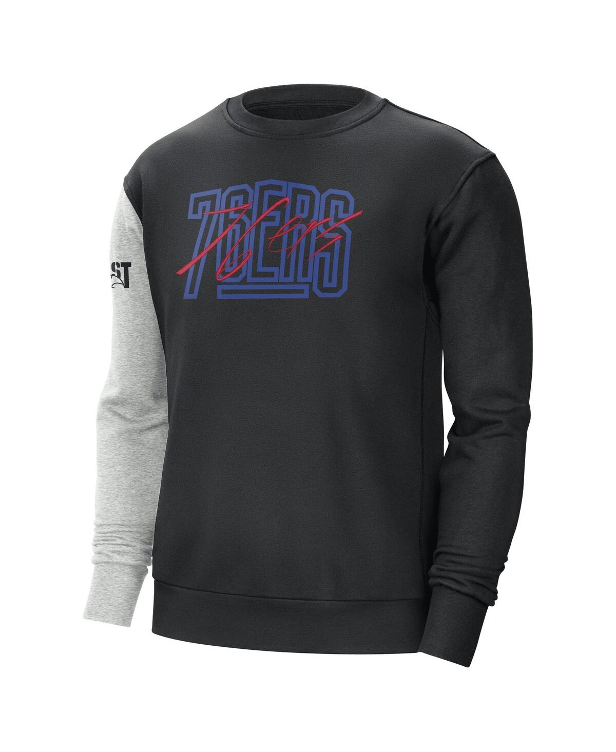 Men's Nike Heather Gray Philadelphia 76ers Courtside Versus Force & Flight Pullover Sweatshirt - Heather Gray