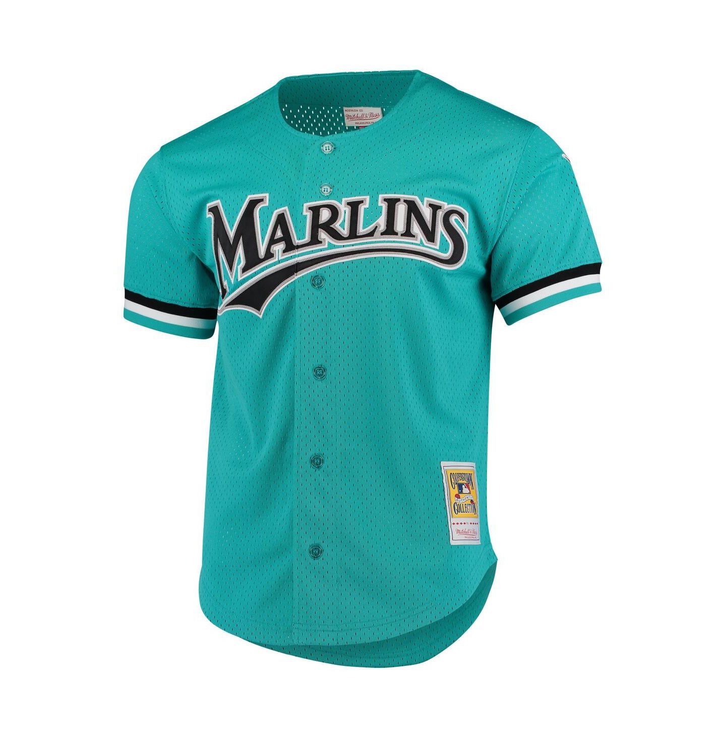 Мужской топ Mitchell & Ness Andre Dawson Teal Florida Marlins Fashion Cooperstown Collection Mesh Batting Practice Jersey — фото 3