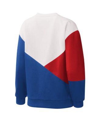 Women's White, Royal Chicago Cubs Shutout Pullover Sweatshirt