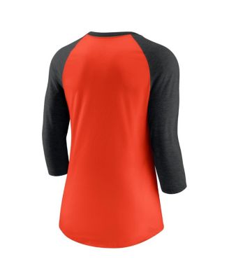 Women's Orange, Black San Francisco Giants Next Up Tri-Blend Raglan 3/4-Sleeve T-shirt