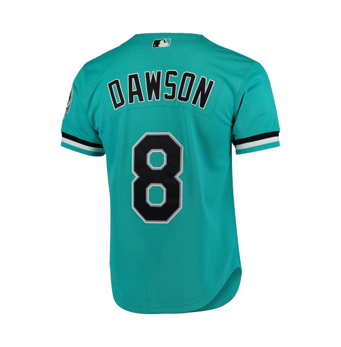 Мужской топ Mitchell & Ness Andre Dawson Teal Florida Marlins Fashion Cooperstown Collection Mesh Batting Practice Jersey — фото 4