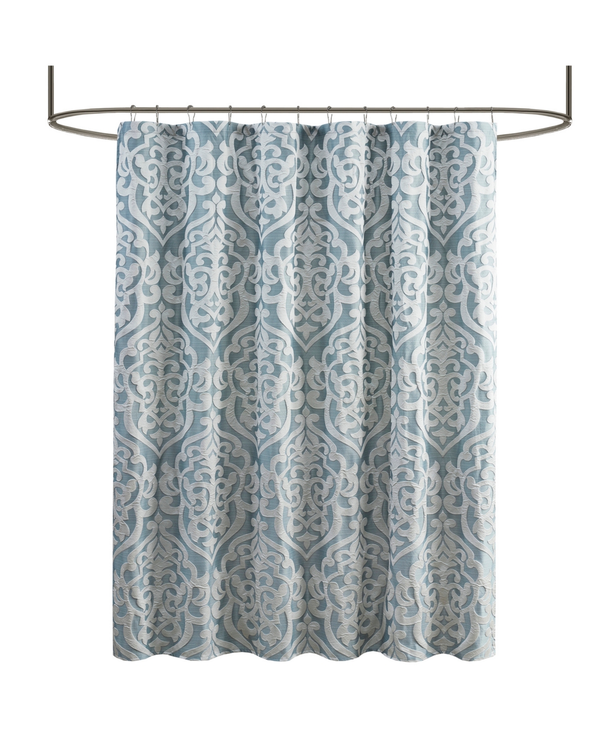Shop Madison Park Odette Jacquard Shower Curtain, 72" X 72" In Aqua