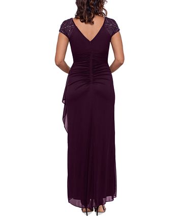 XSCAPE Embellished-Sleeve Gown - Macy's
