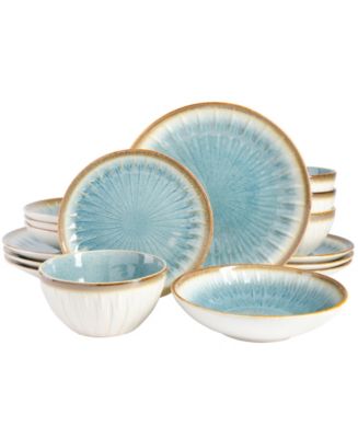 Gibson Elite Mayfair Bay Double Bowl Embossed Reactive, 16 Piece ...