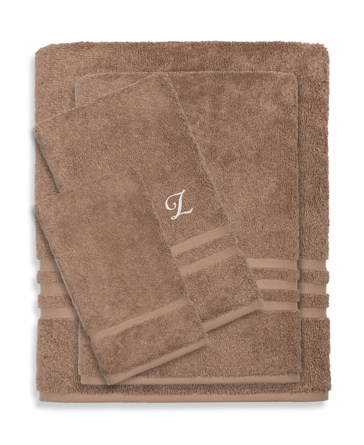Linum Home Textiles Turkish Cotton Personalized Denzi Towel Set, 4 Piece In Brown