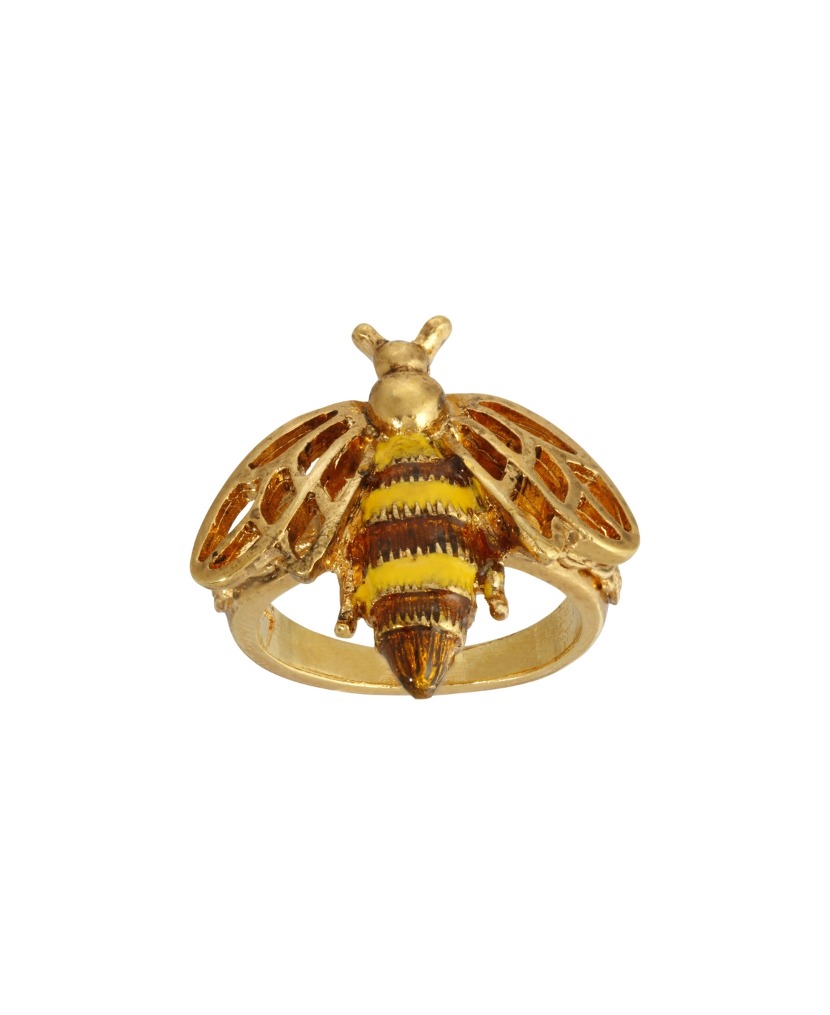 Enamel Yellow and Brown Bee Ring Size 9 - Yellow Size 9