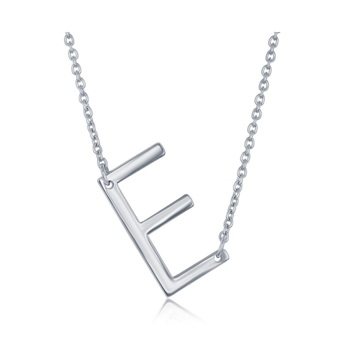 Sterling Silver Sideways Initial Necklace - Silver e