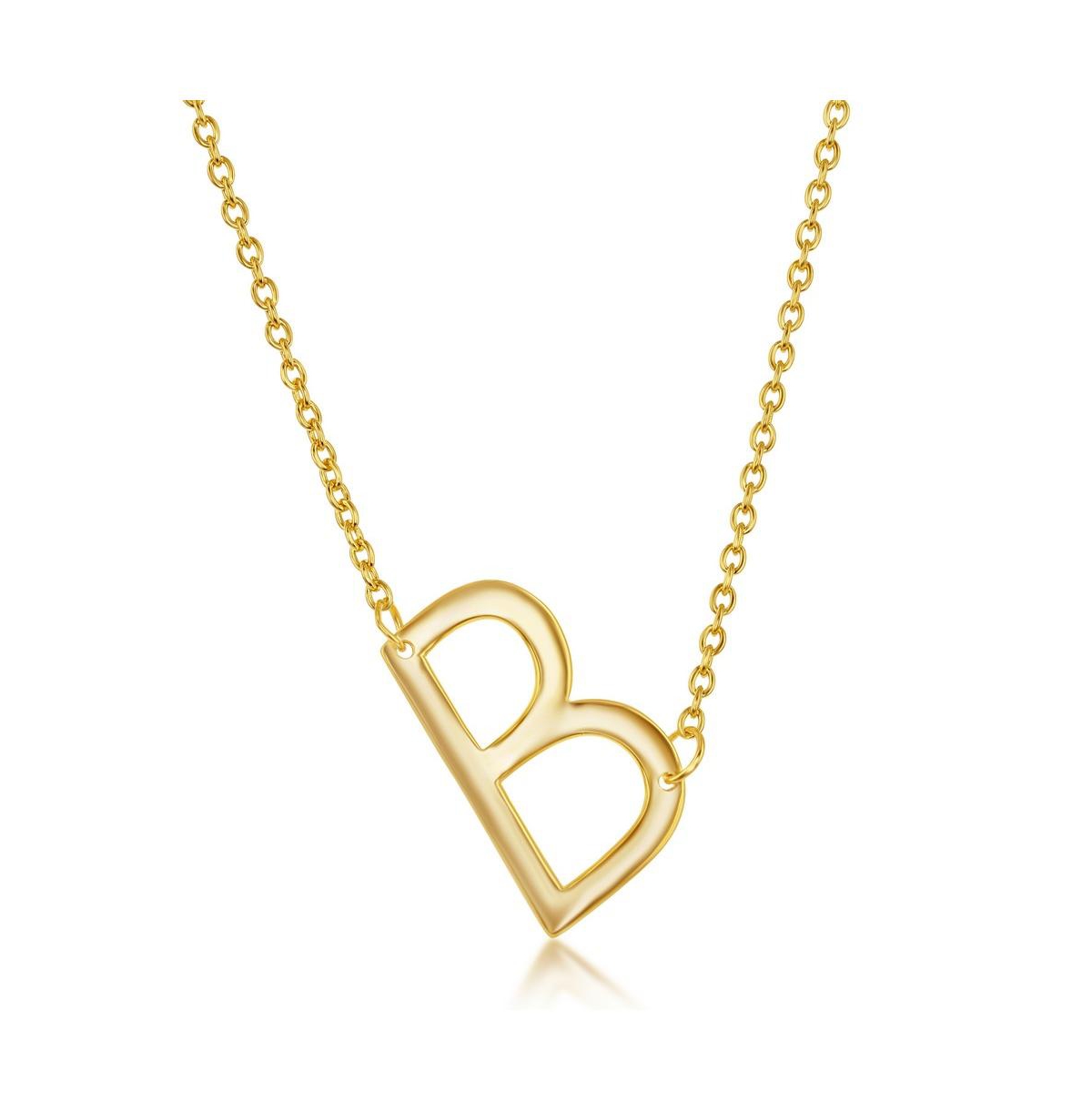 Sterling Silver 14k Gold Plated Sideways Initial Necklace - Gold b