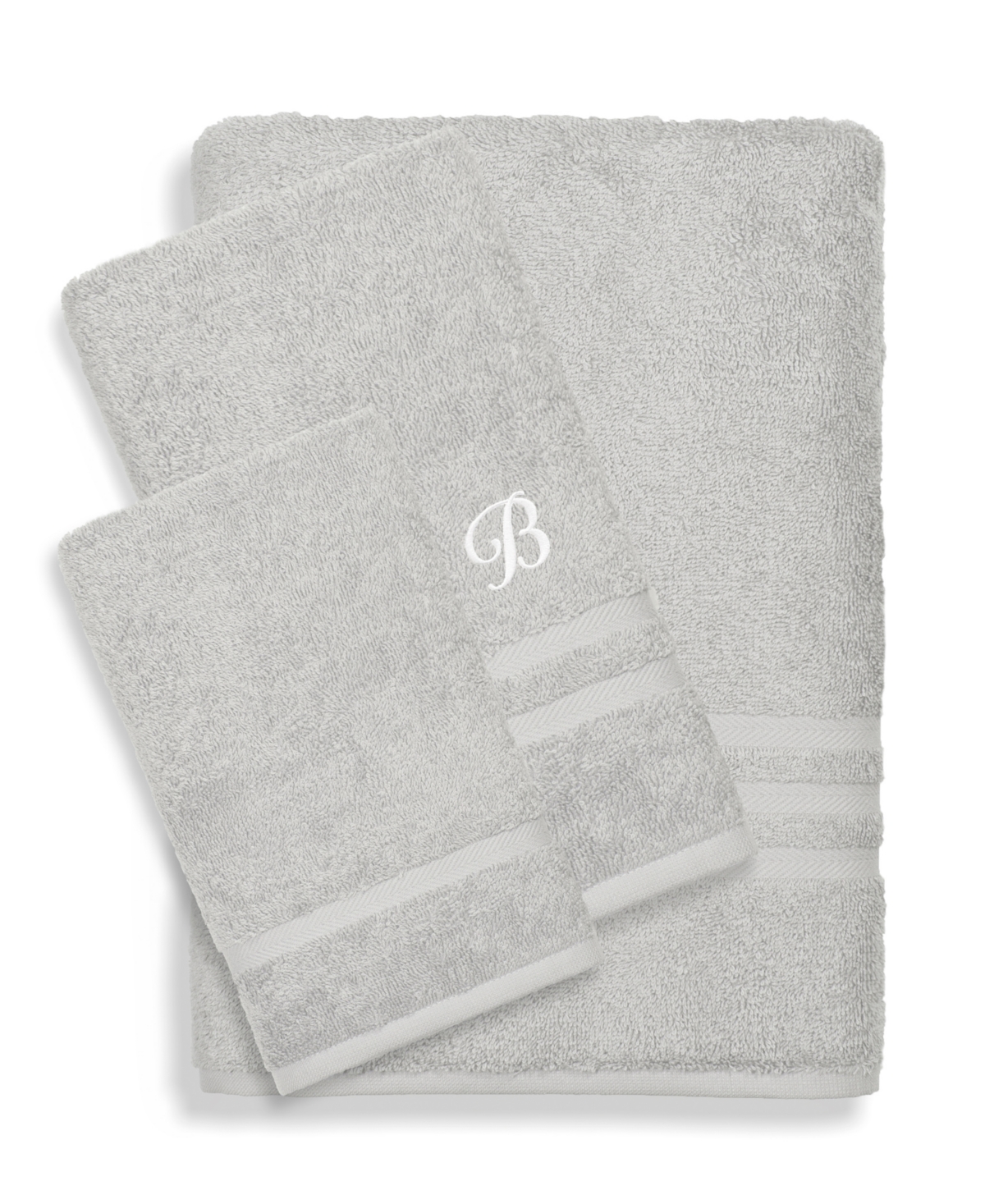 Linum Home Textiles Turkish Cotton Personalized Denzi Towel Set, 3 Piece In Gray