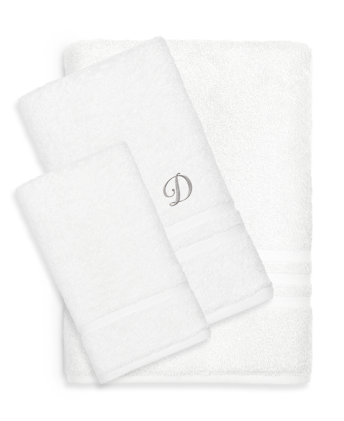 Linum Home Textiles Turkish Cotton Personalized Denzi Towel Set, 3 Piece In White