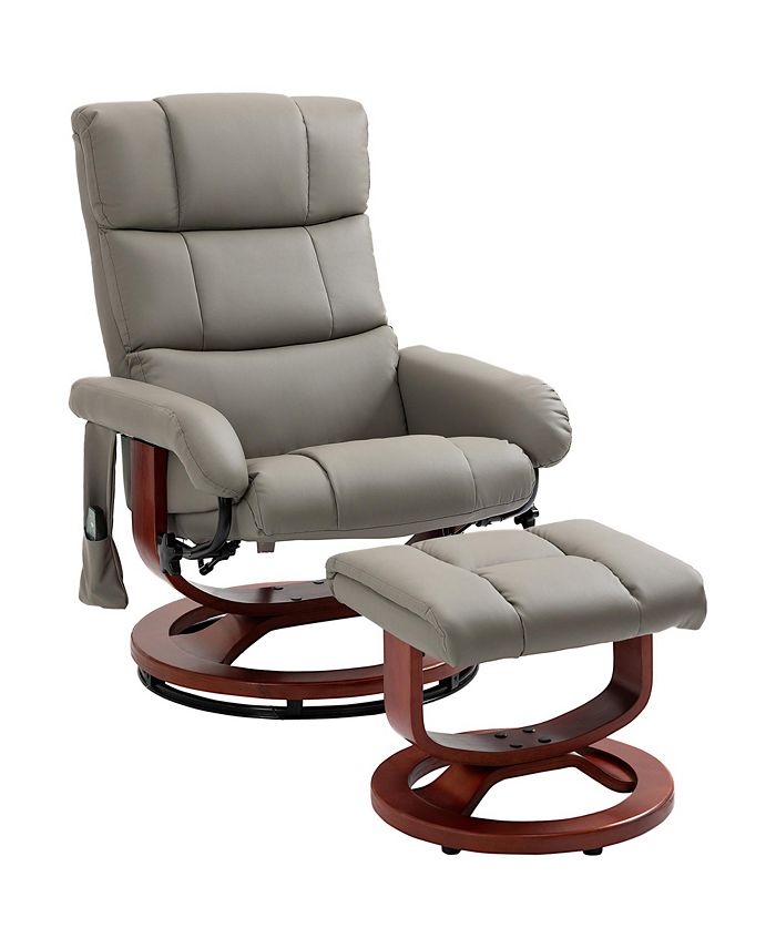 HOMCOM Recliner Chair with Ottoman Electric Faux Leather Recliner