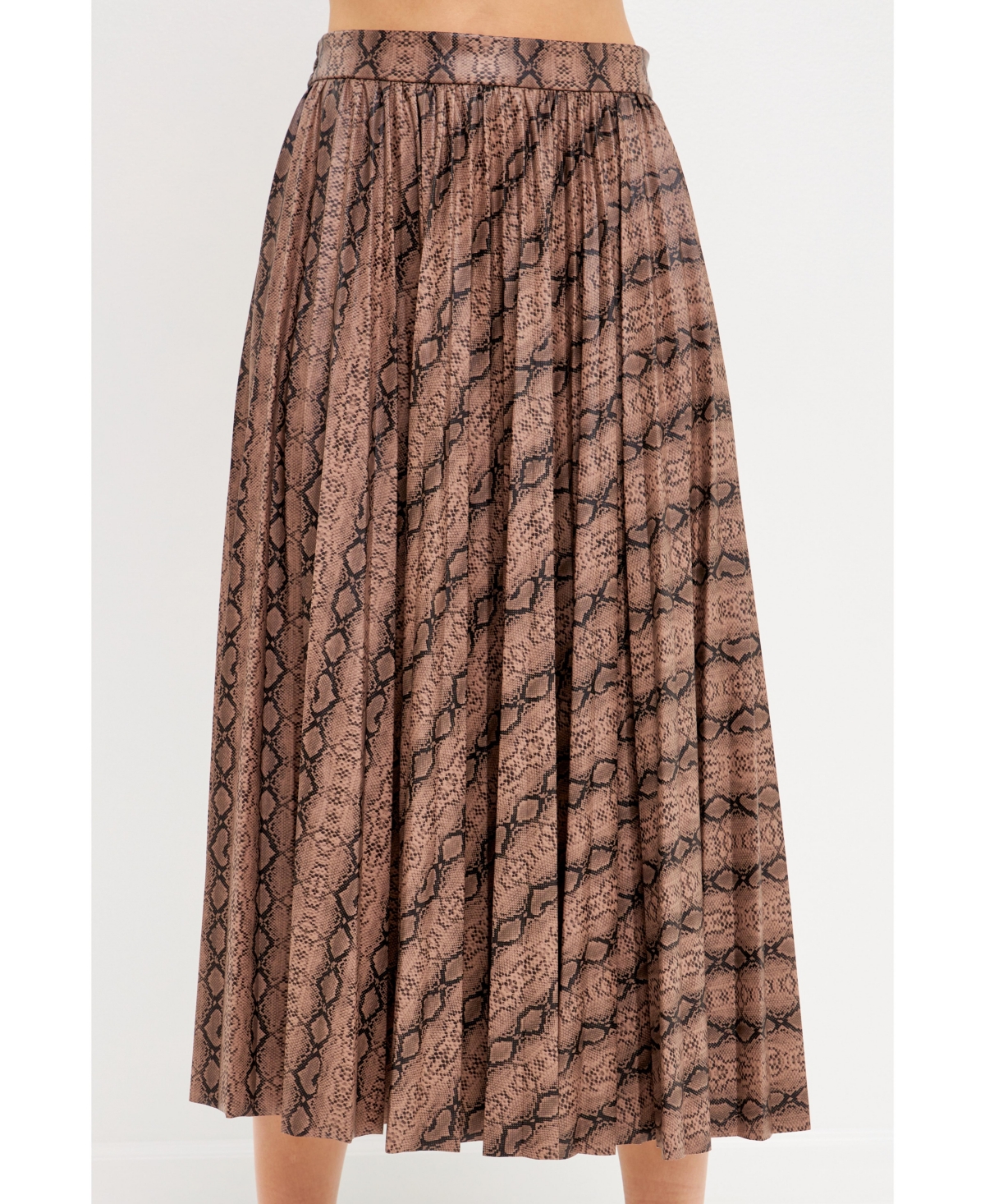 Endless Rose Women's Animal Print Pleated Slit Detail Midi Skirt