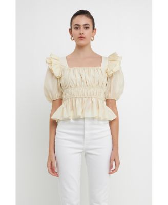 Women's Smocked Puff Sleeve Top