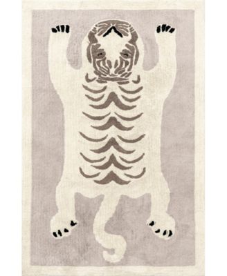 Nuloom Discovery Naima Tiger Washable Kids Area Rug In Ivory