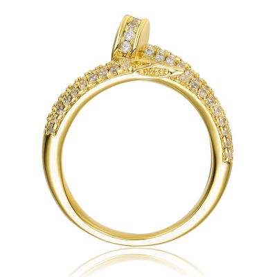 Women's 14k Gold Plated Clear Cubic Zirconia Bypass Ring