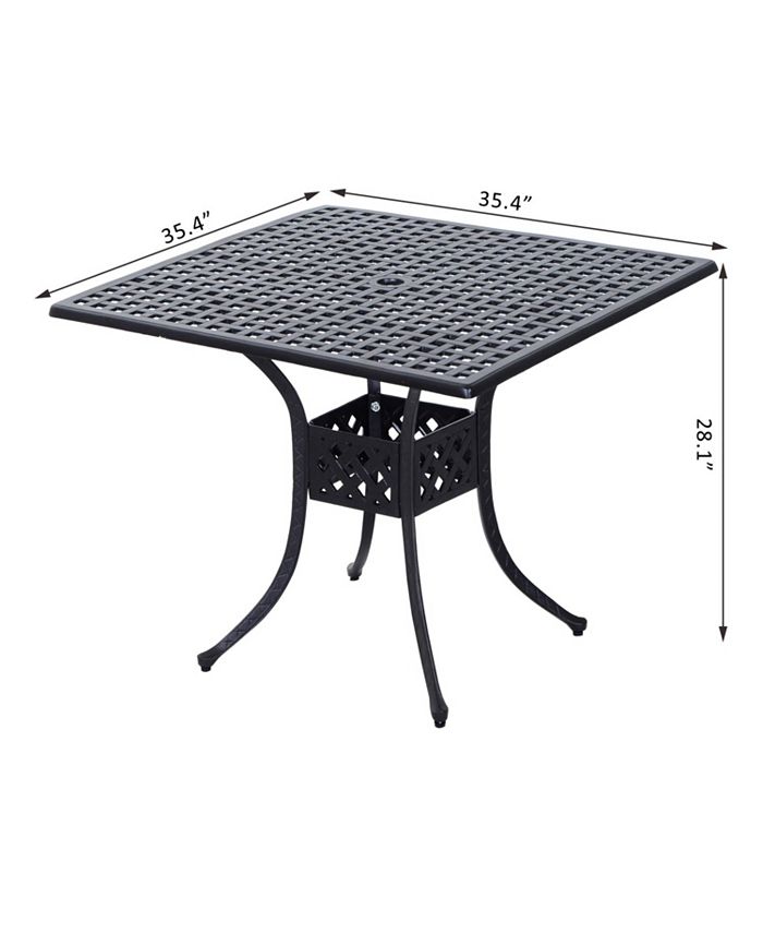 Outsunny 36" x 36" Square Metal Outdoor Patio Bistro Table with Center