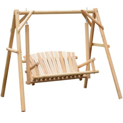 Wooden Swing Bench, Garden Swing Chair, Natural
