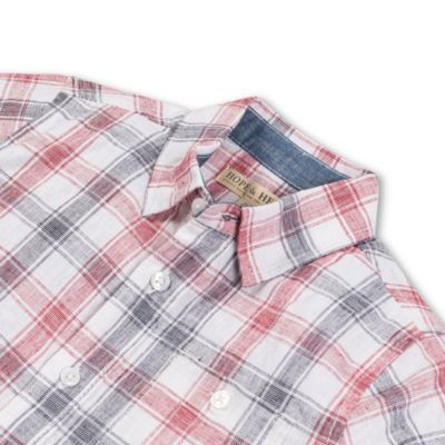 Baby Boys Short Sleeve Linen Shirt with Side Vent