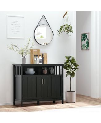 Kitchen Sideboard, Buffet Cabinet with 2 Doors, and Adjustable Shelves for Dining Room, Black