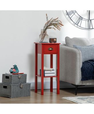 2-Tier Side Table with Drawer Shelf, End Table