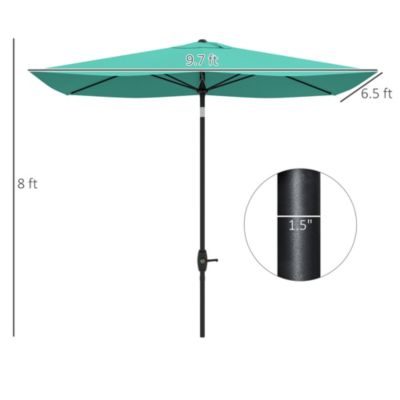 6.5' x 10' Outdoor Patio Umbrella with Crank Handle,