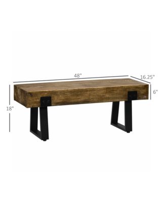 Garden Bench with Metal Legs, Rustic Wood Effect Concrete Dining Bench