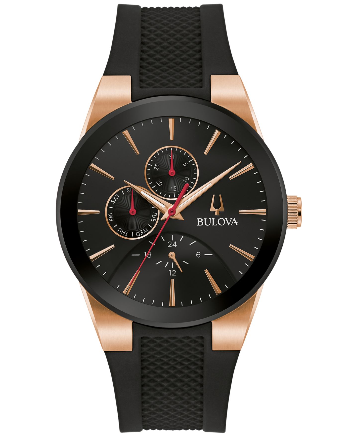 Мужские часы Bulova Chronograph Modern Millennia Black Silicone Strap Watch 41mm — фото 1