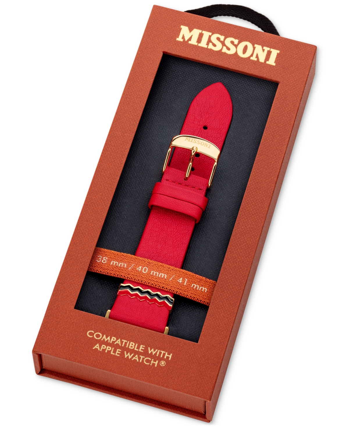 Shop Missoni Red Zigzag Leather Strap For Apple Watch 38/40/41mm