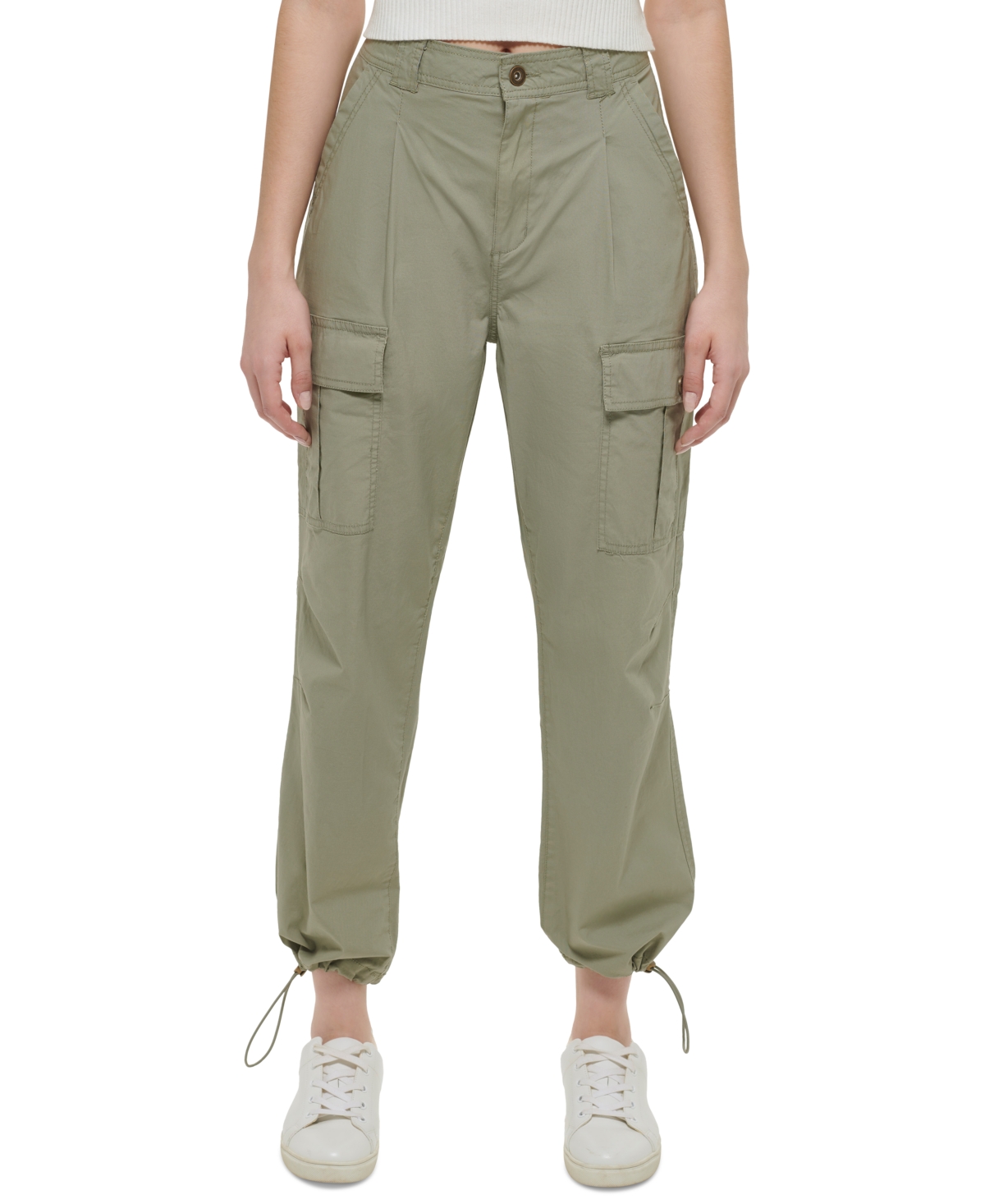 Dkny Jeans Women's High-Rise Belted Straight-Leg Cargo Pants
