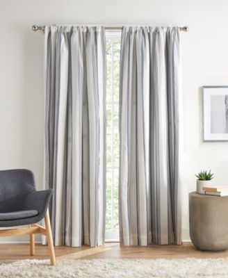 Tommy Hilfiger Bold Stripe Pole Top Blackout 2 Piece Curtain Panel Collection In Dark Gray