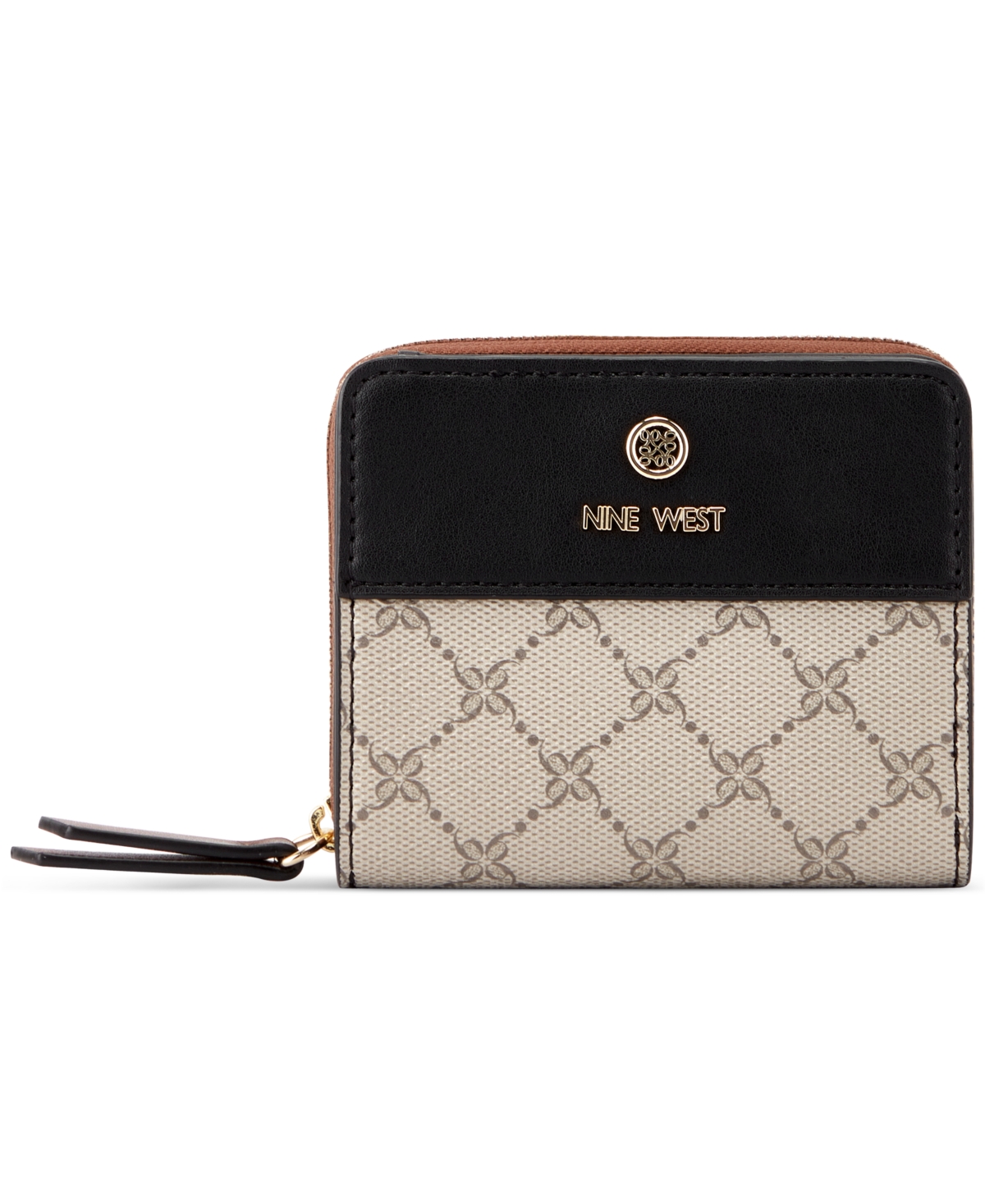 Nine West Women's Linnette Small Zip Around Wallet In Beige Logo/black