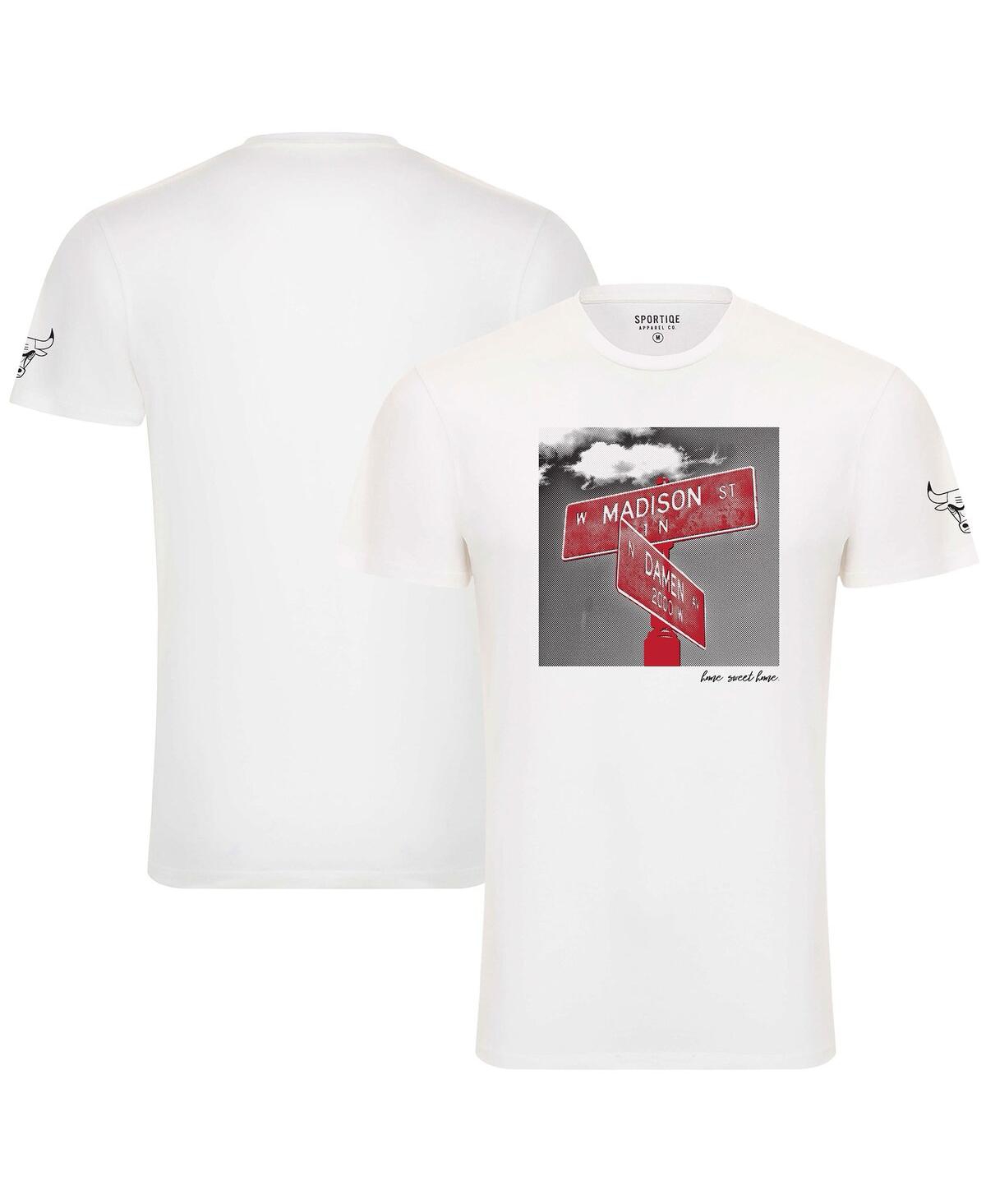 Sportiqe Men's And Women's  White Chicago Bulls 1966 Collection Bingham T-shirt