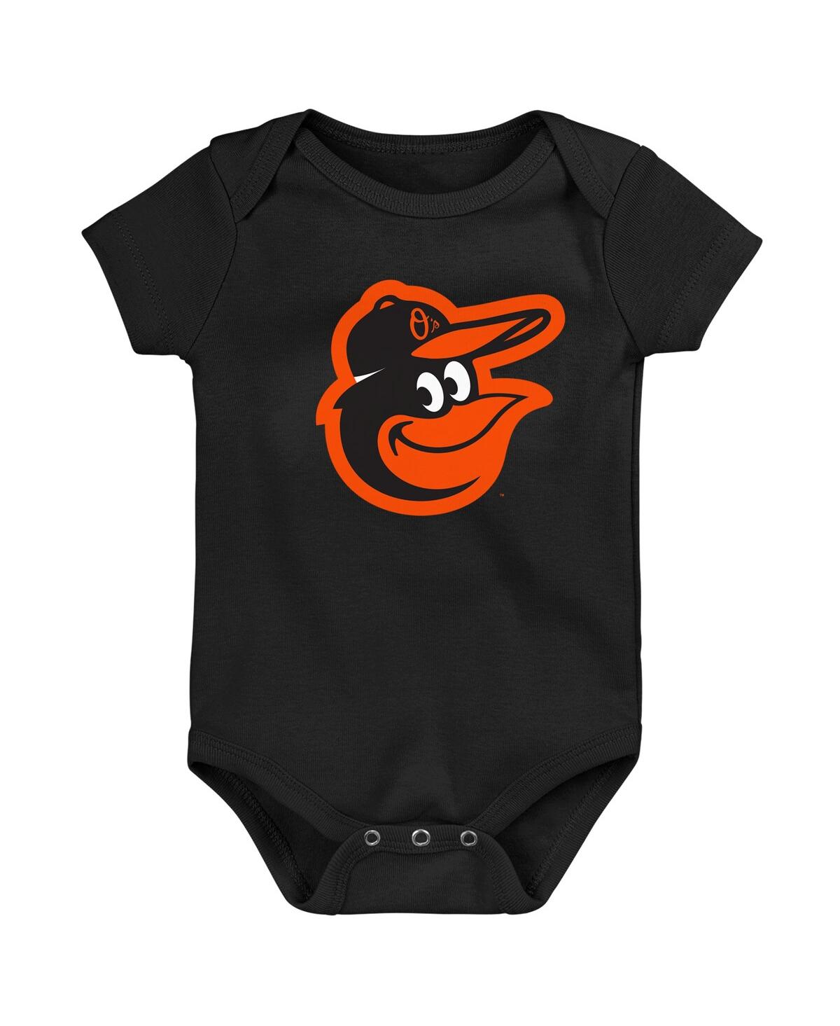 Outerstuff Newborn And Infant Boys And Girls Black Baltimore Orioles Primary Team Logo Bodysuit In Black