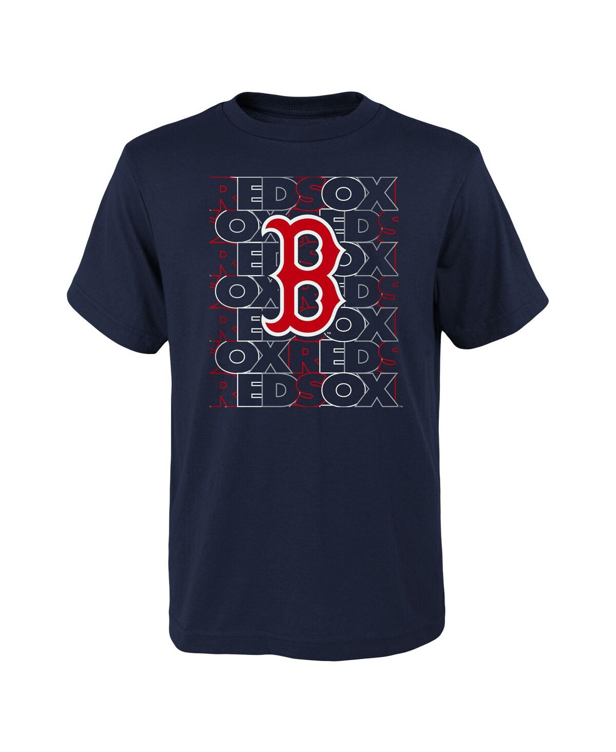 Outerstuff Kids' Big Boys And Girls Navy Boston Red Sox Letterman T-shirt