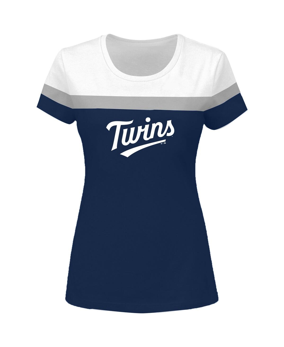 Women's Navy/Heather Gray Minnesota Twins Plus Size Colorblock T-Shirt