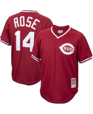 Men's Pete Rose Red Cincinnati Reds Cooperstown Collection Mesh Batting Practice Jersey