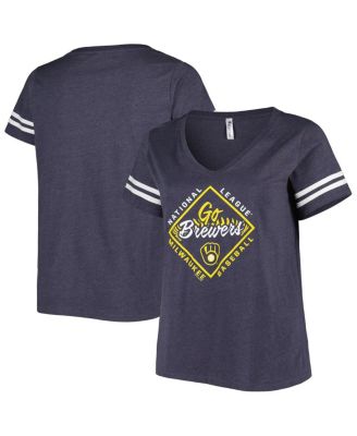 Women's Soft as a Grape Royal Chicago Cubs Plus Sizes Three Out Color  Blocked Raglan Sleeve