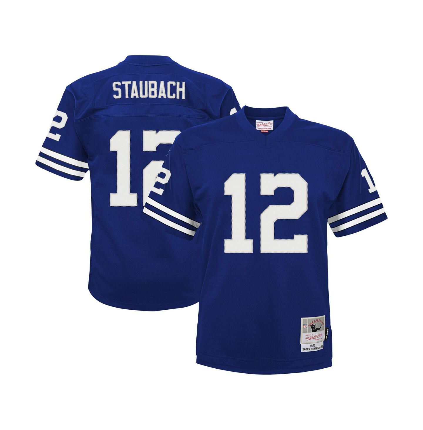 Детское джерси Mitchell & Ness Big Boys and Girls Roger Staubach Navy Dallas Cowboys Retired Player Legacy Jersey — фото 2