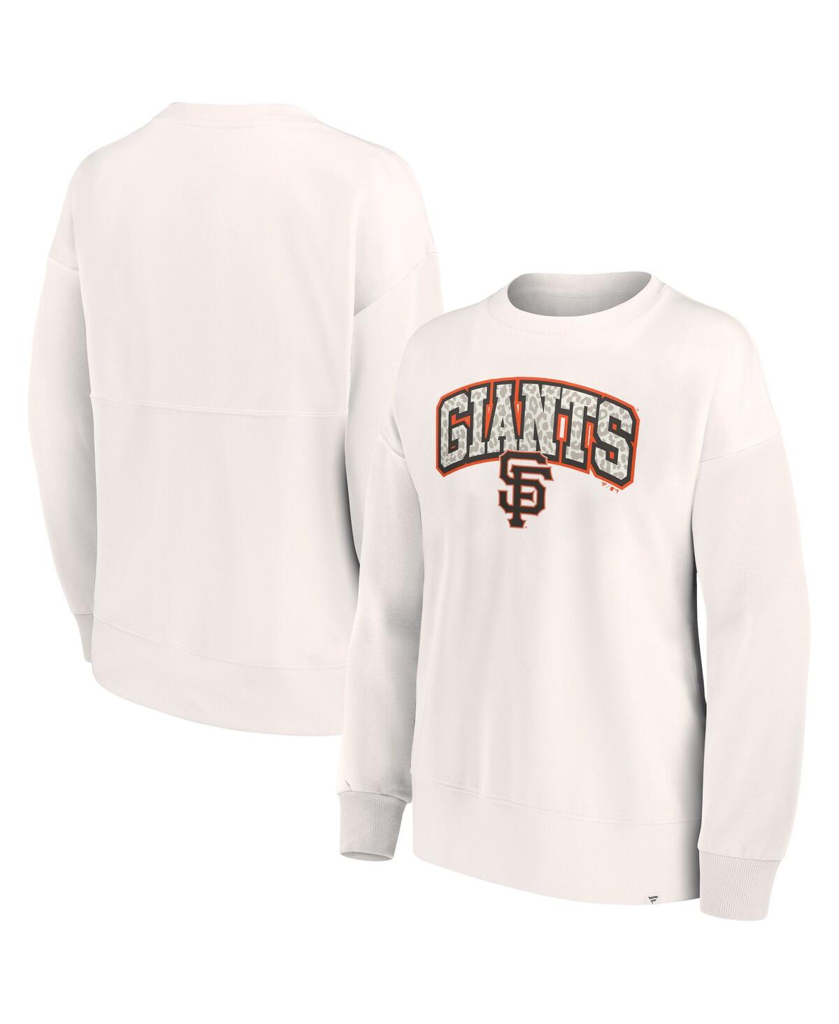 Fanatics Branded Cream San Francisco Giants Leopard Pullover Sweatshirt In Cream