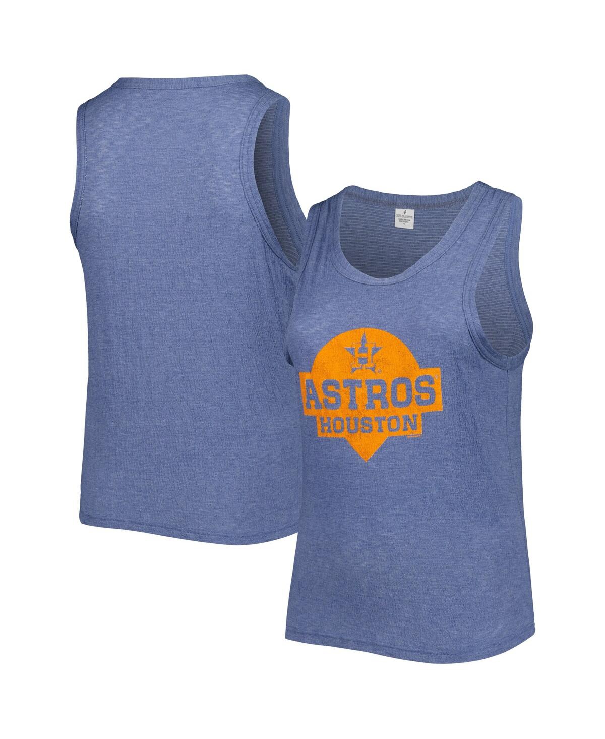 Soft As A Grape Navy Houston Astros Plus Size High Neck Tri-blend Tank Top In Navy