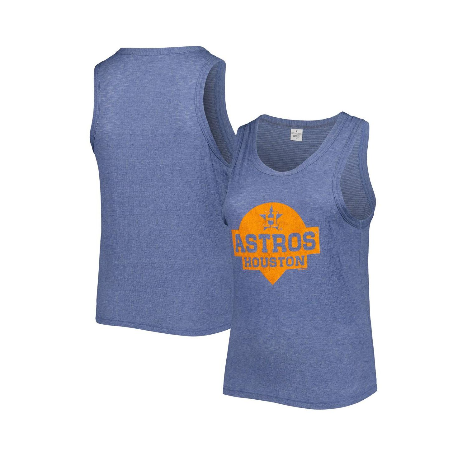 Women's Navy Houston Astros Plus Size High Neck Tri-Blend Tank Top