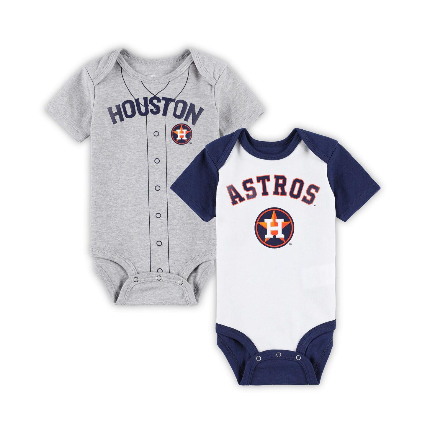 Комплекты Outerstuff White and Heather Gray Houston Astros Two-Pack Little Slugger Bodysuit Set для малышей — фото 2